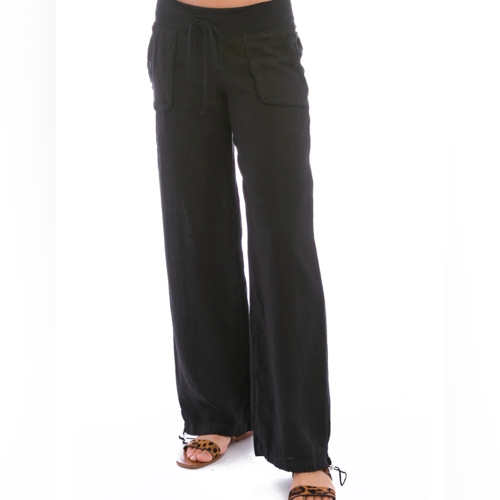 Hard Tail Slouchy Cargo Linen Pant, Black sz S